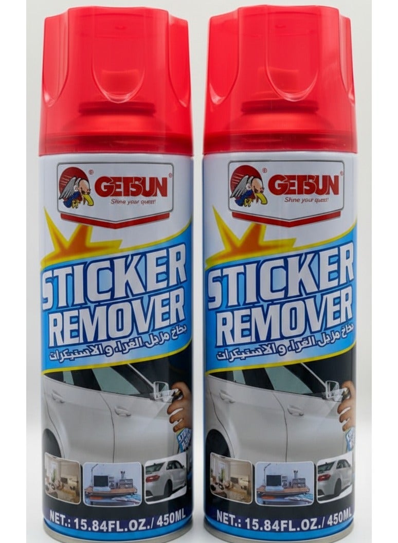 GETSUN Sticker Remover Spray | Removes Adhesives from Surfaces 450ml (Pack 2) - Image 1